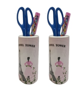 2 ADET KALEMLİK EYFEL KULESİ MODEL SERAMİK OFİS GERECİ  7X7X11CM