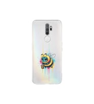 Oppo A9 2020 ile uyumlu Splash arı tasarımlı şeffaf silikon kılıf