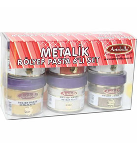 Rölyef Pasta Metalik Pasta Metalik Rölyef Artebella Metalik Rölyef Pasta ARPM0001 50 cc 6'Lı Set-1 (Karışık)
