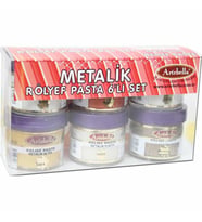 Rölyef Pasta Metalik Pasta Metalik Rölyef Artebella Metalik Rölyef Pasta ARPM0001 50 cc 6'Lı Set-1 (Karışık)