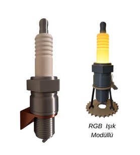 3D Motosiklet Buji Tasarımlı RGB LED Duvar Lambası – Motorcu Dekoru