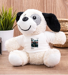 Kişiye Özel İnstagram Tasarım Fotoğraflı Peluş Köpek (Beyaz)