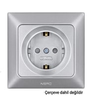 NE-AD Aras Topraklı Priz - Gümüş
