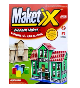VIP MAKET BOYANABİLİR AHŞAP KARADENİZ EVİ 6 RENK AKRİLİK BOYA EĞİTİCİ OYUNCAK AHŞAP BOYAMA AHŞAP EV