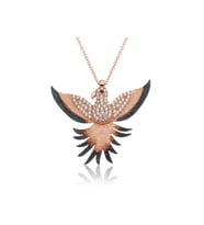 Gümüş Rose Zümrüdü Anka Kuşu Kolye CSR2182496