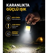 Şarjlı Cob Led Anahtarlık Fener - 4 Modlu, Manyetik Ve Katlanabilir Standlı Yeni Nesil