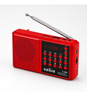 Bluetoothlu Şarjlı Cep Radyosu, 18650 Pilli Taşınabilir FM Radyo, USB ve TF Kart Destekli, Type-C Şarjlı, LED Fenerli Acil Durum ve Deprem Radyosu (Kırmızı)