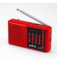 Bluetoothlu Şarjlı Cep Radyosu, 18650 Pilli Taşınabilir FM Radyo, USB ve TF Kart Destekli, Type-C Şarjlı, LED Fenerli Acil Durum ve Deprem Radyosu (Kırmızı)