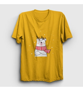 Presmono Unisex Sarı Polar Bear Kutup Ayısı Yılbaşı T-Shirt 270493tt (Sarı)