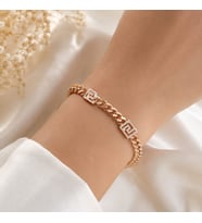 XP Jewelry Taşlı Kare Labirent Bileklik Rose Gold Premium