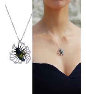 Gümüş Mistik Topaz Taşlı Damla Tasarım Lotus Kadın Kolye Sevgililer Günü Hediye