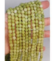 Peridot (Zebercet) Taşı Açık Renk Yeşil-Beyaz Faset Kesim Dizi 6mm (45950)