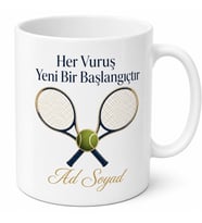 Tenis Severlere Şık Kupa Bardak Tenisçi Hediye Özel Tasarım Baskılı Porselen