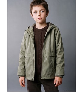 LCW Kids Yeşil Erkek Çocuk Deri Görünümlü Yağmurluk
