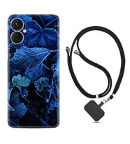 Tecno Spark 9T Kılıf Silikon Boyun Askılı İpli Desenli Silikon Blue Foid 1628