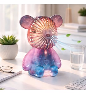Dossimo DSM-901 Şarjlı Mini El Ve Masa Fanı Ayıcık Figürlü Mini El Pervanesi
