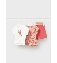 Mayoral Kız Bebek Penye Şort Takım 2 Tshirtlü Pembe