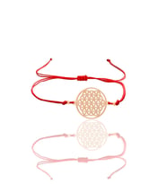 Gümüş rose yaşam çiçeği kırmızı ipli bileklik SGTL12057ROSE