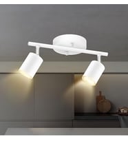 sylight Retro Beyaz Metal 2 Li Led spot Tavan Plofyoner 180 Derece Hareketli beyaz Ampullü