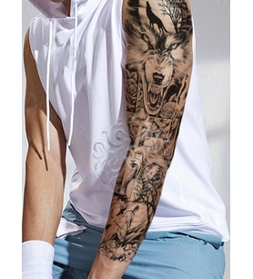 GZQB-021 YARI KALICI KURT VE KADIN DESEN KOL DÖVMESİ-TATTO