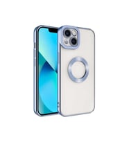 Apple iPhone 13 Uyumlu Kılıf Kamera Korumalı Logo Gösteren Zore Omega Kapak (Açık Mavi)