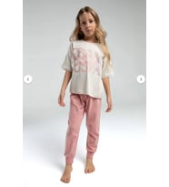 Kız Çocuk Krem Kısa Kol Pijama Takım 2063