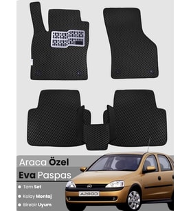 OPEL CORSA C (2000-2006) Uyumlu EVA Paspas Tam Set–Araca Özel,Kolay Montaj,Oto Paspas
