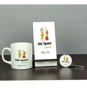 Halk Oyunları Öğretmeni Üçlü Set (Kupa + Telefon Standı + Anahtarlık)