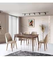 ARMİN MASA, EKOL SANDALYE, HALİÇ CEVİZ, 130x80