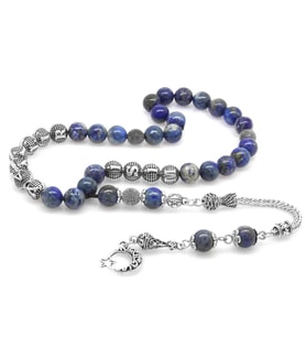Kararmaz Metal Püsküllü İsim Yazılı Lapis Lazuli Doğaltaş Tesbih