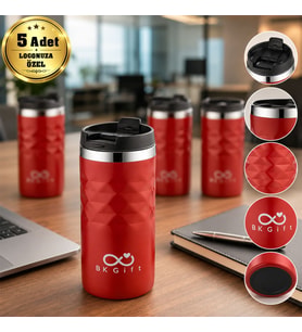 Logonuza Özel 5 Adet 5340 Çelik Kupa 300 ml Termos Özellikli Kurumsal Mug
