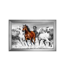 Hayvanlar Temalı Kanvas Tablo 80 x 110 cm Silver Çerçeve