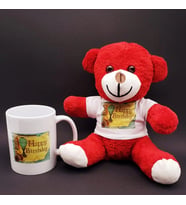 pilelistore Happy Birthday Baskılı Kırmızı Ayı Ve Kupa Bardak Seti