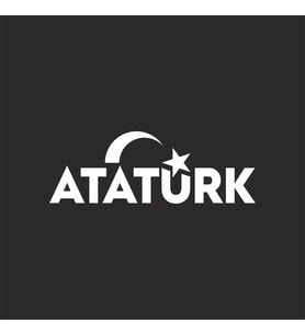 Atatürk yazısı ve Ayyıldız Sticker17x17 Cm Beyaz