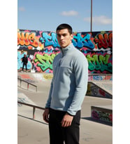 Erkek Dik Yaka Fermuarlı Standart Kol Polar Sweatshirt Fonksiyonel Dayanıklı Kaliteli Spor