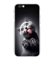 PrintiFy iPhone 6S Plus ile Uyumlu Kedi 2 Kamera Korumalı Şeffaf Kılıf