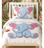 Cute Elephant Hassas Ciltler İçin %100 Pamuklu, Antialerjik 3D Yenidoğan Bebek Nevresim Takımı