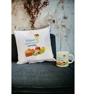 Beslenme ve Diyetetik Uzmanına Hediye Kupa Bardak ve Yastık Set (Beyaz)