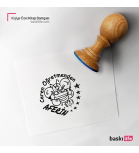 Öğretmen Arı Kişiye Özel Kitap Damgası Kitap Mührü Kaşe Kitap Mühür Özel Damga 415