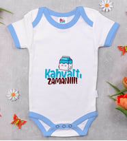 BK Kids Kahvaltı Zamanı Tasarımlı Mavi Bebek Body Zıbın-1