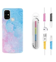 Casper E30 F20 X20 Kılıf Kablo Koruma Spiral Silikon Pink Blue Abstract 1385