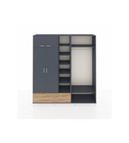 Hyperion Dolap 12 Raflı 2 Çekmeceli 2 Askılı 220x44x243 Antrasit-Antrasit/Çam