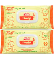 Fibril Islak Havlu Mendil 90 Yaprak Bebek Plastik Kapaklı (2 Li Set) 180 Yaprak