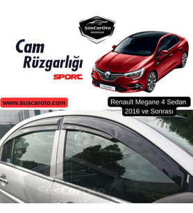 Renault Megane 4 Sedan 2016 ve Sonrası Uyumlu Mugen Cam Rüzgarlığı Seti Piano Black 4'lü İthal