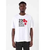 23 Nisan Balon Beyaz Erkek Oversize Tshirt