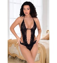 Giyim Siyah Dantelli Bodysuit - 939