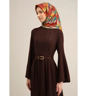 Armine Tivil İpek Eşarp 9312 - 52 Bordo Karışık Desen
