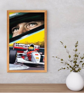 BK Gift F1 Ayrton Senna Tasarımlı Dekoratif Retro Ahşap Çerçeveli Tablo-1