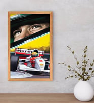 BK Gift F1 Ayrton Senna Tasarımlı Dekoratif Retro Ahşap Çerçeveli Tablo-1