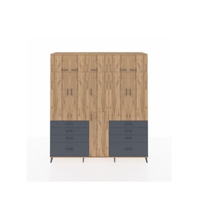 Hyperion Dolap 8 Raflı 8 Çekmeceli 3 Askılı 220x44x243 Çam-Çam/Antrasit